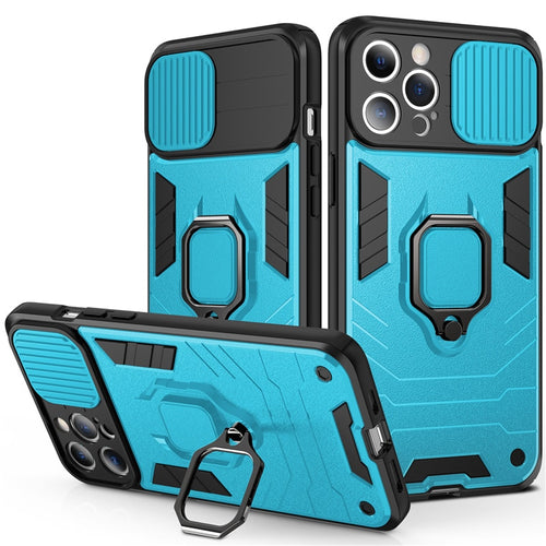 Shockproof Armor Case With Camera Protection Cover And Ring Holder Kickstand For iPhone