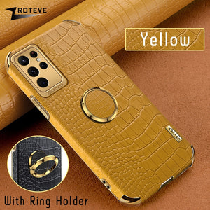 Crocodile Pattern Leather Case For Samsung Galaxy Note With Ring Holder Kickstand