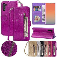 Load image into Gallery viewer, Glitter Bling Wallet Magnetic Zipper Leather Flip Case For Samsung Galaxy