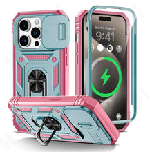 טען תמונה למציג הגלריה, Military Grade Armor Protection Case For iPhone With Camera Slide Cover And Kickstand