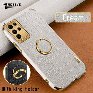 Crocodile Pattern Leather Case For Samsung Galaxy Note With Ring Holder Kickstand