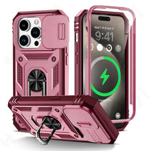 טען תמונה למציג הגלריה, Military Grade Armor Protection Case For iPhone With Camera Slide Cover And Kickstand