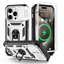 טען תמונה למציג הגלריה, Military Grade Armor Protection Case For iPhone With Camera Slide Cover And Kickstand