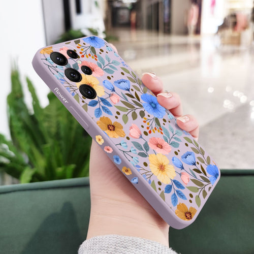 Liquid Silicone Floral Flower Pattern Case For Samsung Galaxy