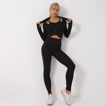 تحميل الصورة في عارض المعرض، 3-Piece Seamless Crop Top Sports Bra And Sports Leggings Yoga Workout Set