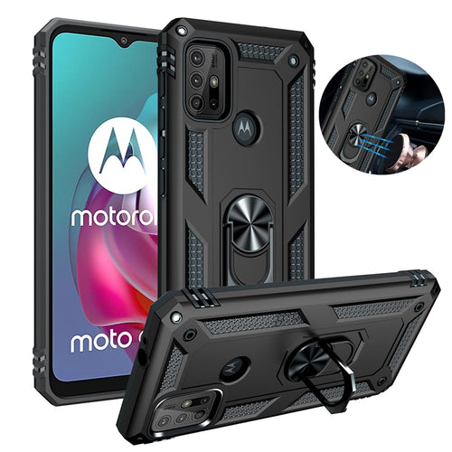 Shockproof Heavy-Duty Armor Case For Motorola With Magnetic Ring Kickstand