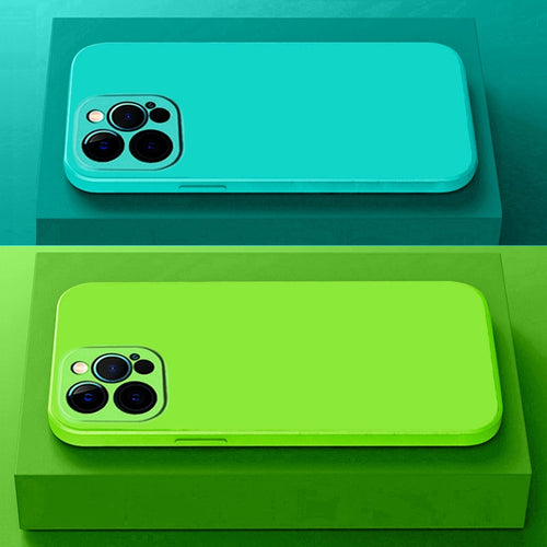 Square Liquid Silicone Case For iPhone With Camera Lens Protection