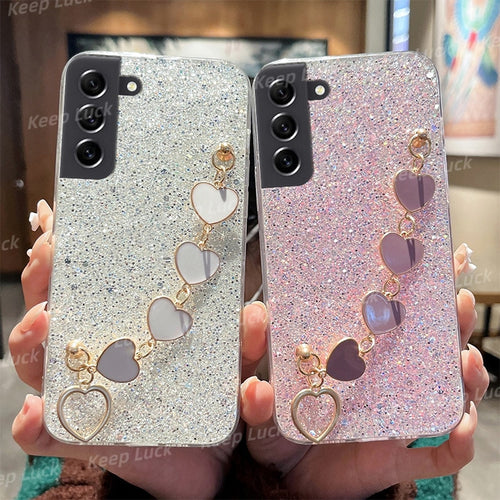 Luxury Soft Love Heart Bracelet Phone Case For Samsung Galaxy A Series